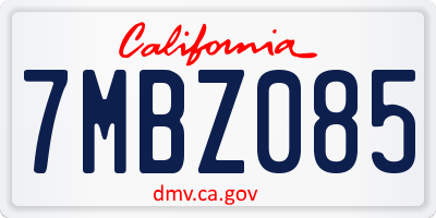 CA license plate 7MBZ085