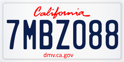 CA license plate 7MBZ088