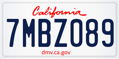 CA license plate 7MBZ089