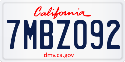 CA license plate 7MBZ092