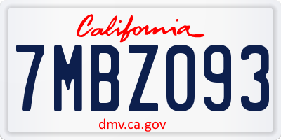 CA license plate 7MBZ093