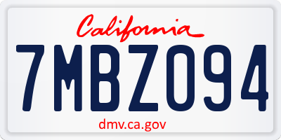 CA license plate 7MBZ094