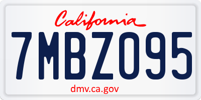 CA license plate 7MBZ095