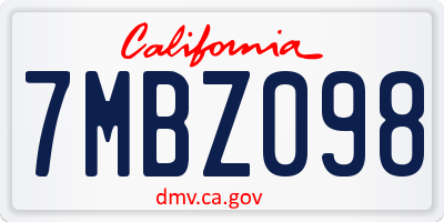 CA license plate 7MBZ098
