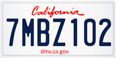 CA license plate 7MBZ102