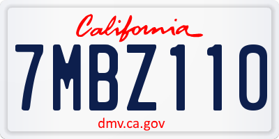 CA license plate 7MBZ110