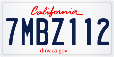 CA license plate 7MBZ112