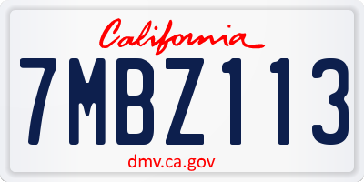 CA license plate 7MBZ113