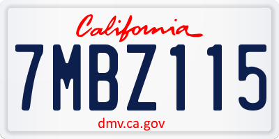 CA license plate 7MBZ115