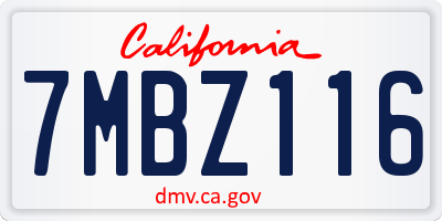 CA license plate 7MBZ116