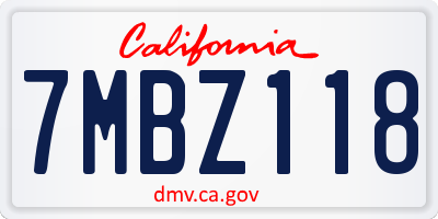 CA license plate 7MBZ118
