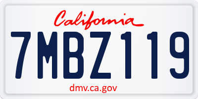 CA license plate 7MBZ119