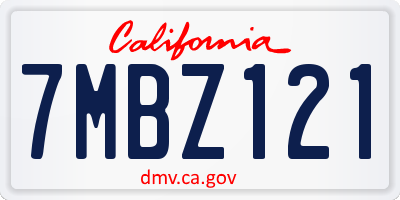 CA license plate 7MBZ121