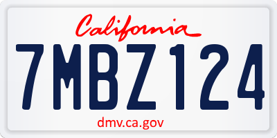 CA license plate 7MBZ124