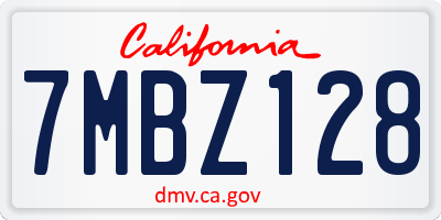 CA license plate 7MBZ128