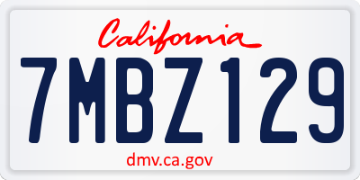 CA license plate 7MBZ129