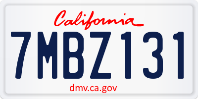 CA license plate 7MBZ131