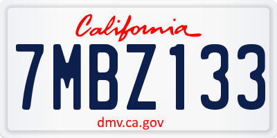 CA license plate 7MBZ133