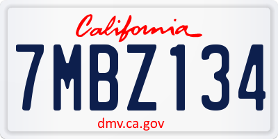 CA license plate 7MBZ134