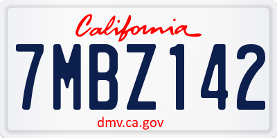 CA license plate 7MBZ142