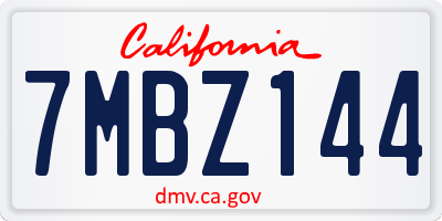 CA license plate 7MBZ144
