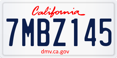 CA license plate 7MBZ145