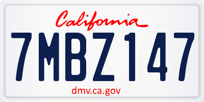 CA license plate 7MBZ147