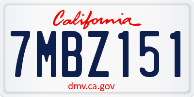 CA license plate 7MBZ151
