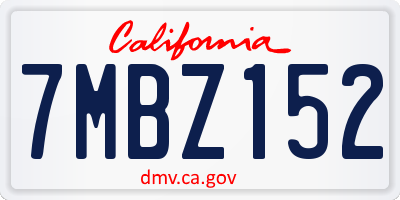 CA license plate 7MBZ152