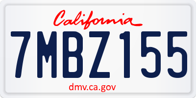 CA license plate 7MBZ155