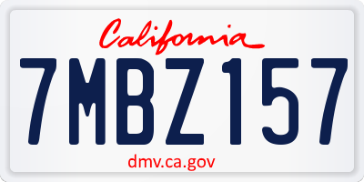 CA license plate 7MBZ157