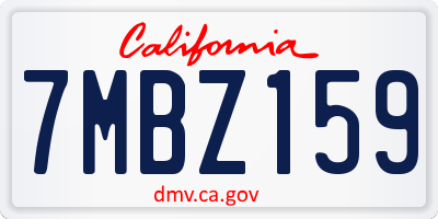 CA license plate 7MBZ159