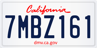 CA license plate 7MBZ161