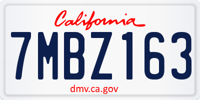 CA license plate 7MBZ163