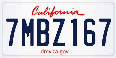 CA license plate 7MBZ167