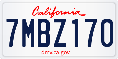 CA license plate 7MBZ170