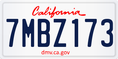 CA license plate 7MBZ173