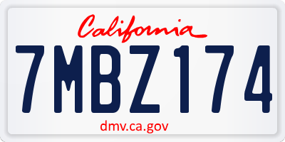 CA license plate 7MBZ174