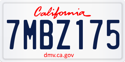 CA license plate 7MBZ175