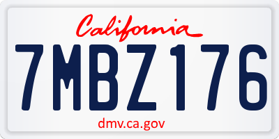 CA license plate 7MBZ176