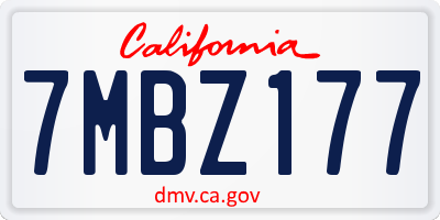 CA license plate 7MBZ177