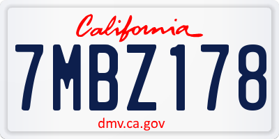 CA license plate 7MBZ178