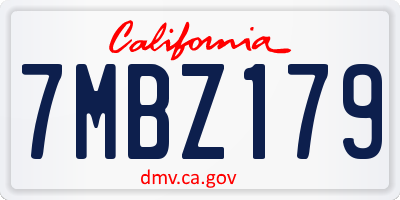 CA license plate 7MBZ179
