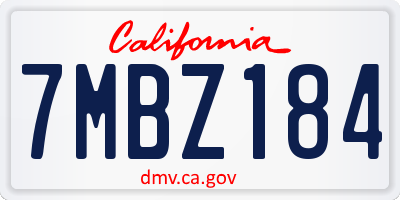 CA license plate 7MBZ184