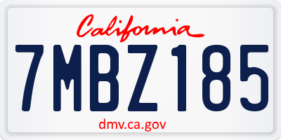 CA license plate 7MBZ185