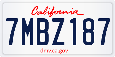 CA license plate 7MBZ187