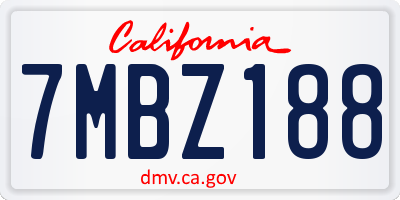 CA license plate 7MBZ188