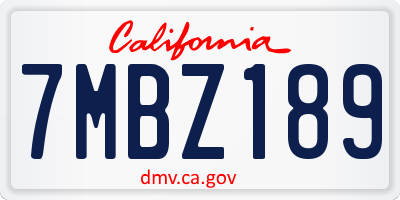 CA license plate 7MBZ189