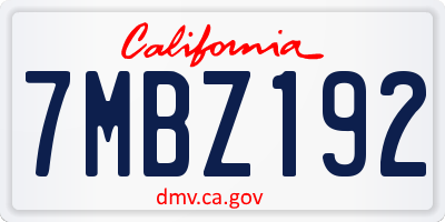 CA license plate 7MBZ192