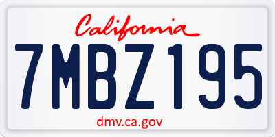 CA license plate 7MBZ195